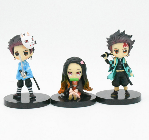 Kit Mini Boneco Demon Slayer Figura de ação Estatua Manga